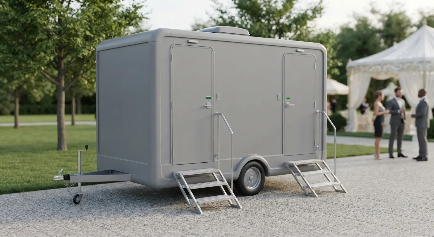 2 stall restroom trailer from our West Palm Beach fleet