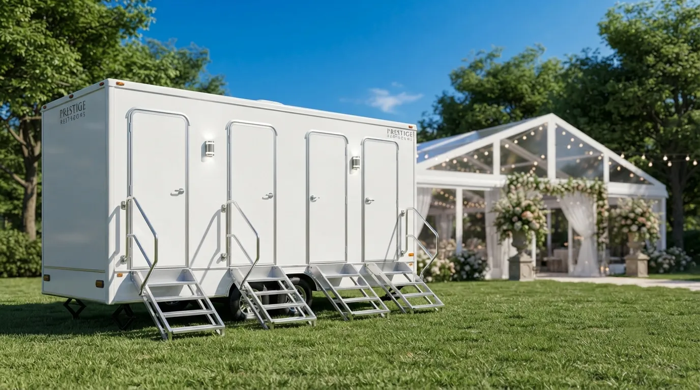 4 stall restroom trailer from our West Palm Beach fleet